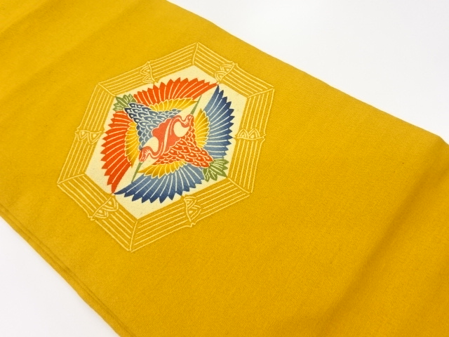 JAPANESE NAGOYA OBI / JODAI TSUMUGI / KATAZOME / KIKKO PATTERN
